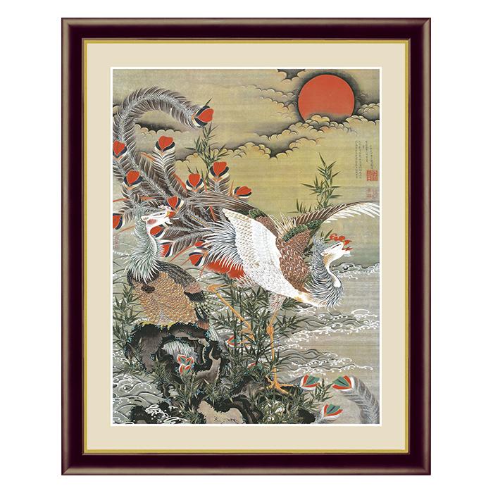 アート 額絵 旭日鳳凰図 伊藤 若冲 本紙サイズ F4(約31x23cm) 額サイズ