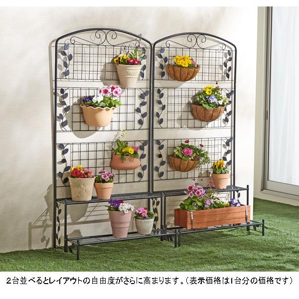 フラワースタンド フェンス付き2段 アイアン製 : あたらしや家具