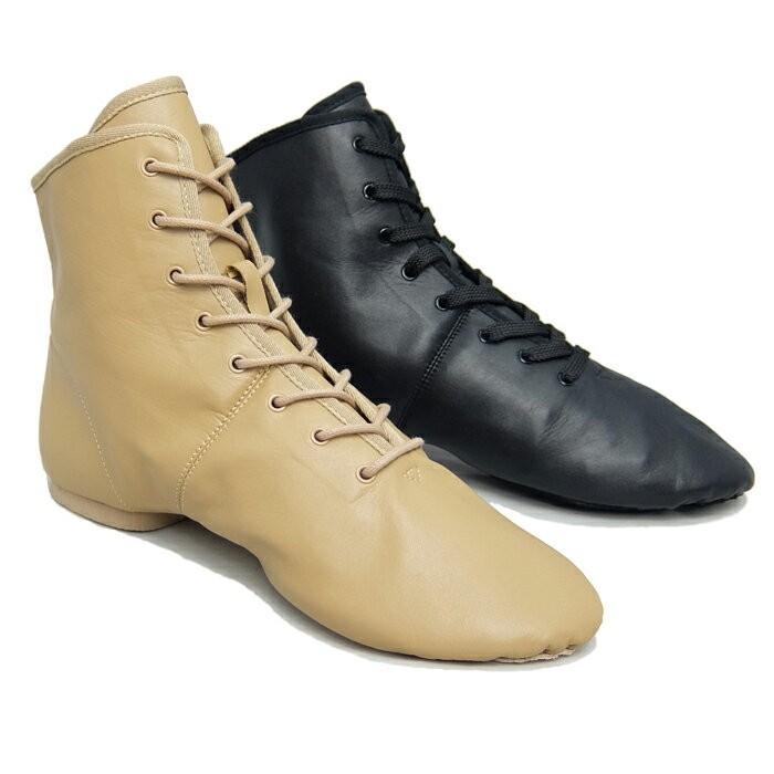 【23cm】スーパーレザー製 ☆スプリットダンス・ハイカットジャズシューズセット ジャズダンスシューズ【ベージュ】【ハイカット】【ラバーソール