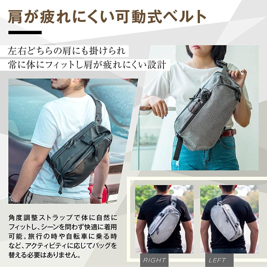 拡張可能 大容量 DaySling2.0 スリングバッグ Explorer Pro 防水 防刃 収納力 マチ拡張 メンズ 約 H：38cm W： 23cm D：9cm (拡張時: 24cm) 大容量 防水
