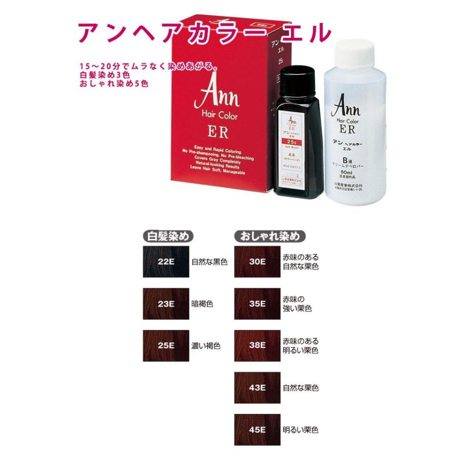 12セット)アン ヘアカラー エル 1剤40ml/2剤80ml 23E 暗褐色 : アット