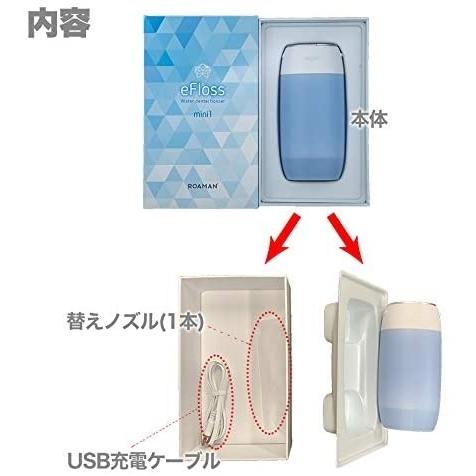 ROAMAN 携帯式ウォーターフロス eFloss mini1 ブルー 口腔洗浄器 USB