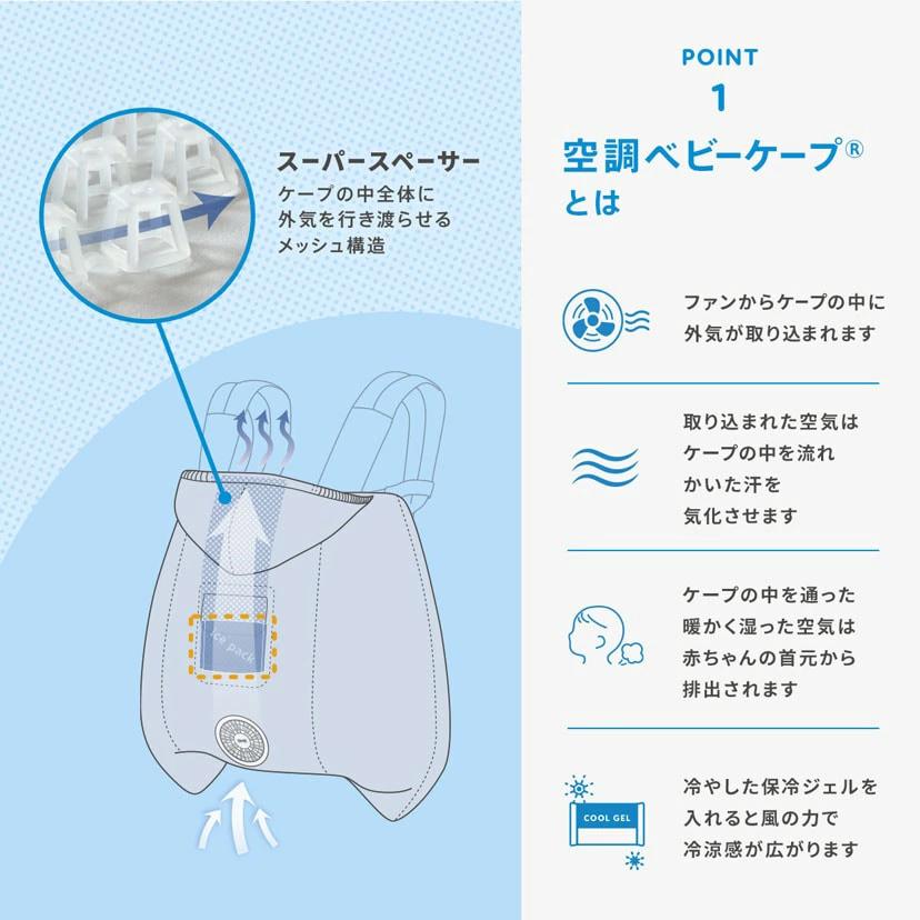 BabyHopper 空調ベビーケープ R26 保冷ジェル付き ライトモス : アット