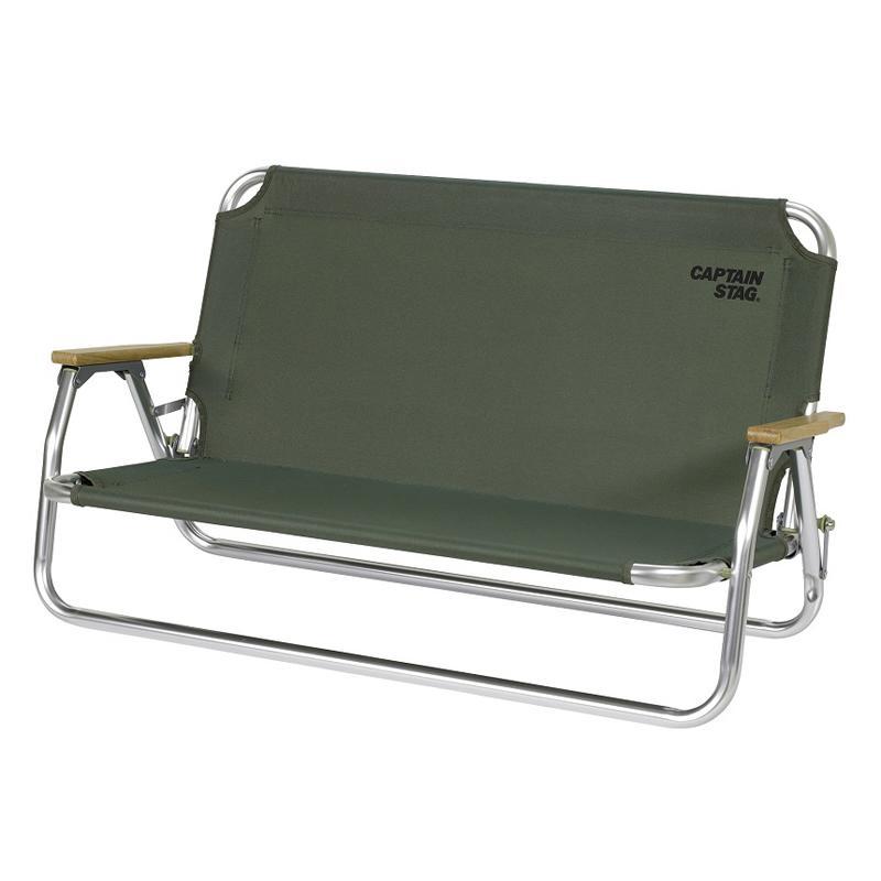 キャプテンスタッグ アウトドアチェア CS グランドローベンチ(ストッパー付)   オリーブ アウトドアチェア キャプテンスタッグ 2個セット CS グランドロー