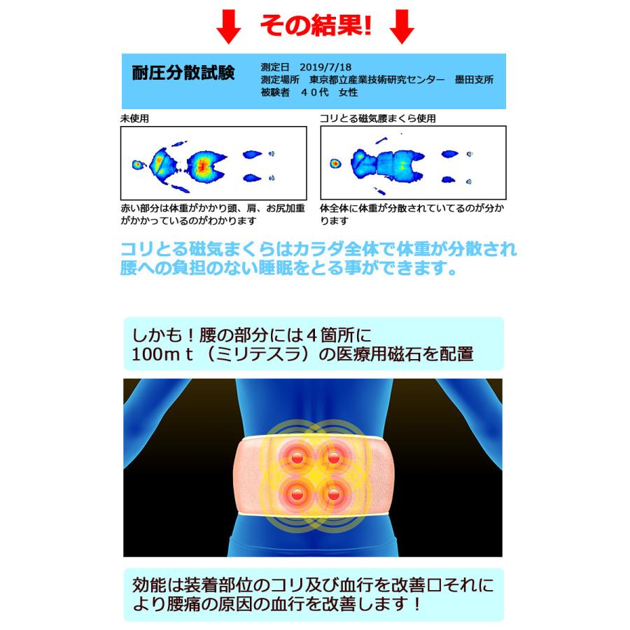 コリとる 磁気 腰まくら 腰枕 腰 腰用 腰専用 枕 まくら 腰痛 安眠 対策 腹巻 日本製 こりとる 送料無料 ABCかうも せのぶら本舗 放送 父の日 母の日 ギフト｜atcare｜05