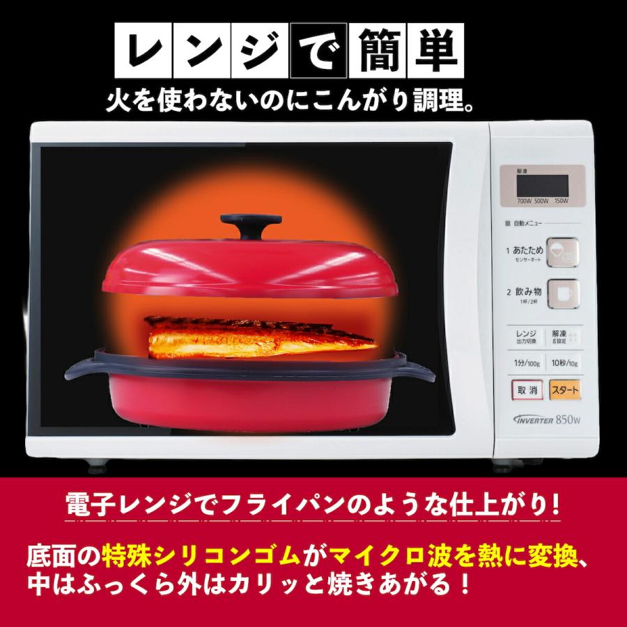 電子レンジ専用調理器 丸型 1台6役 レンジで焼き魚 電子レンジ魚焼き器