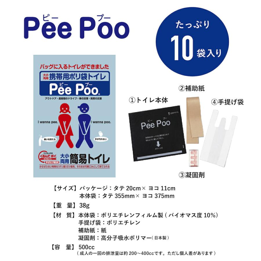 携帯用トイレ 携帯トイレ 非常用トイレ 大便 小便 大小両用 PeePoo ピープー ポリ袋 簡易トイレ 防災グッズ 災害トイレ 地震対策 ...