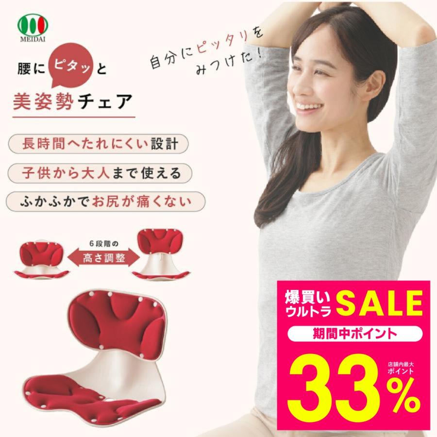 メイダイ 腰にピタッと美姿勢チェア 姿勢矯正 椅子 6段階高さ調整 骨盤