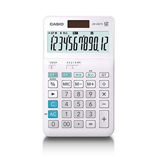 カシオ W税率電卓 12桁 税計算 ホワイト ジャストタイプ JW-200TC-N｜atcollet｜02