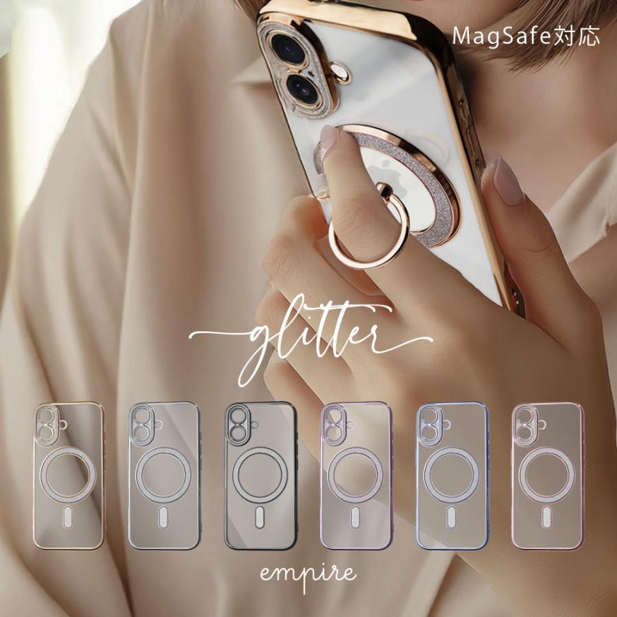 iPhone16 ケース クリア Magsafe対応  Pro Plus iPhone15 ケース グリッター キラキラ 大人 かわいい おしゃれ 14 13 アイフォン ケース カバー リング スマホケ | エンパイア