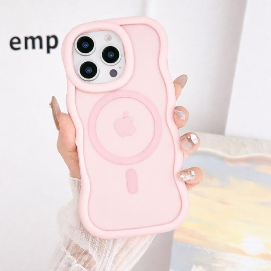iPhone17 16 17e 16e MagSafe対応 ケース ウェーブ ぷっくり なみなみ 半透明 クリア おしゃれ かわいい 韓国 レディース 人気 大人 カバー シンプル スマホケー | エンパイア | 01