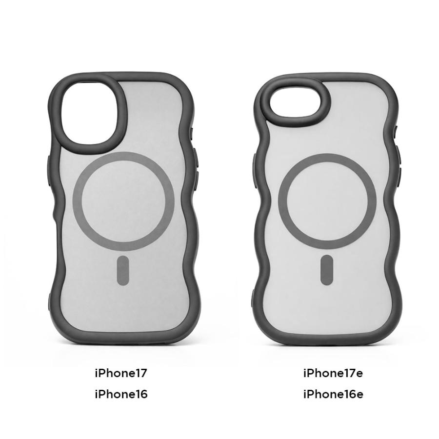 iPhone17 16 17e 16e MagSafe対応 ケース ウェーブ ぷっくり なみなみ 半透明 クリア おしゃれ かわいい 韓国 レディース 人気 大人 カバー シンプル スマホケー | エンパイア | 03