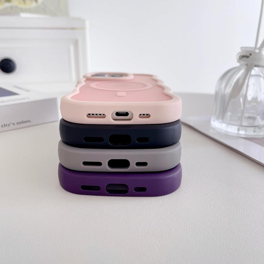 iPhone17 16 17e 16e MagSafe対応 ケース ウェーブ ぷっくり なみなみ 半透明 クリア おしゃれ かわいい 韓国 レディース 人気 大人 カバー シンプル スマホケー | エンパイア | 07