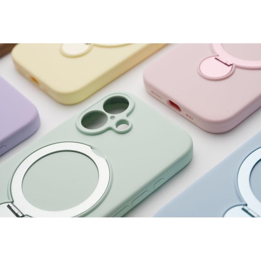 【新商品】iPhone16 ケース MagSafe 360度回転 スタンド リング シリコン 大人 かわいい おしゃれ カバー スマホケース empire | エンパイア | 03