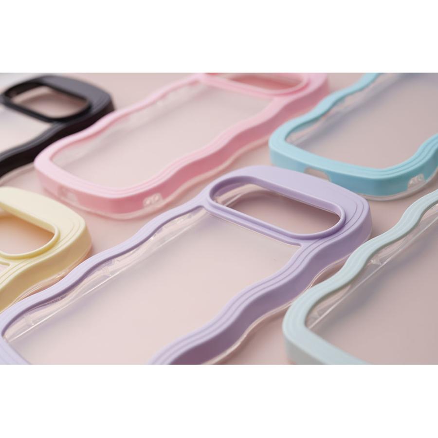 iPhone16 15 14 13 12 SE3 SE2 ケース 背面クリア 透明 可愛い おしゃれ うねうね なみなみ 推し活 ウェーブ 韓国 ブランド 推し活 波 | エンパイア | 02
