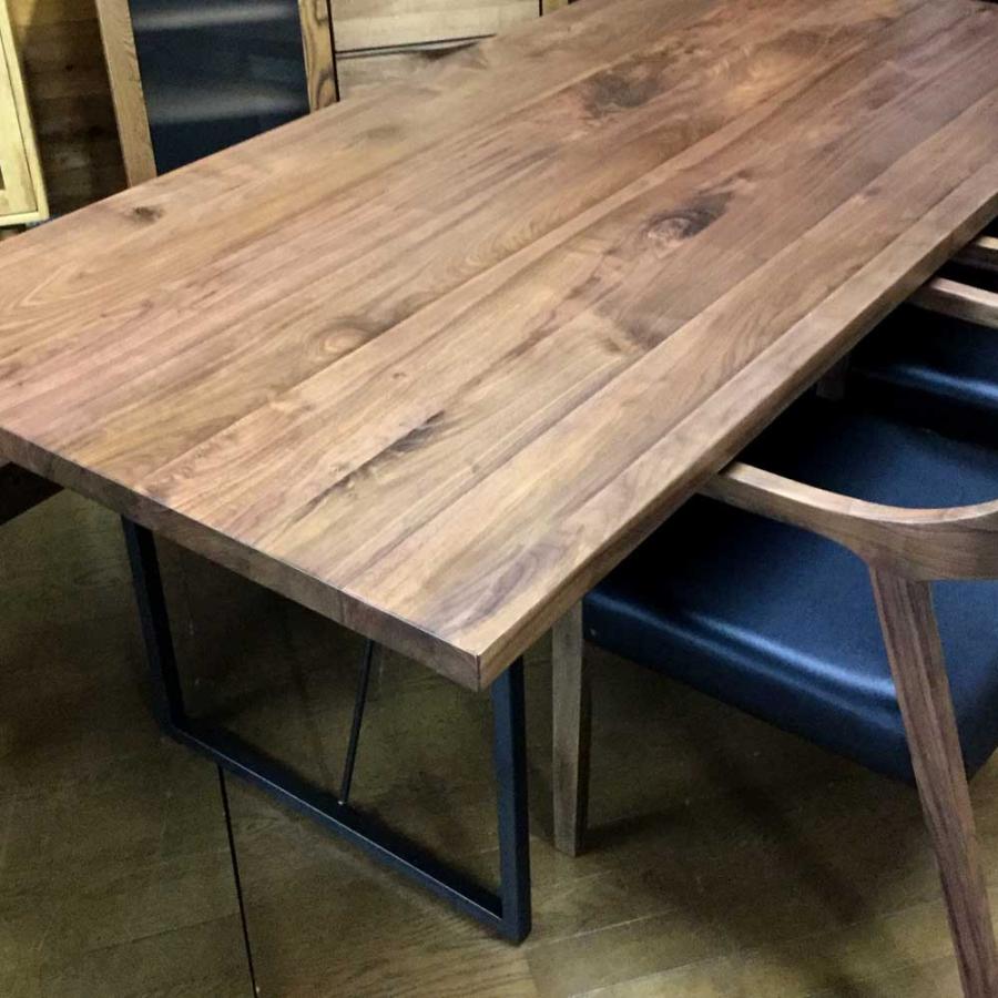 ダイニングテーブル 160cm 天然木 ウォールナット無垢材 一枚板風 Nordic ノルディック スチール脚・木脚選択可 |  | 05