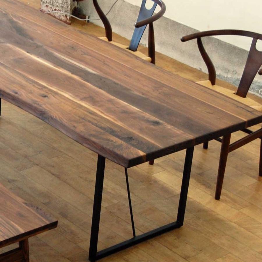 【〜6/6まで出品】 ダイニングテーブル 210cm 天然木 ウォールナット無垢材 一枚板風 Nordic ノルディック スチール脚・木脚選択可 【UOI2562074137】(89540円)