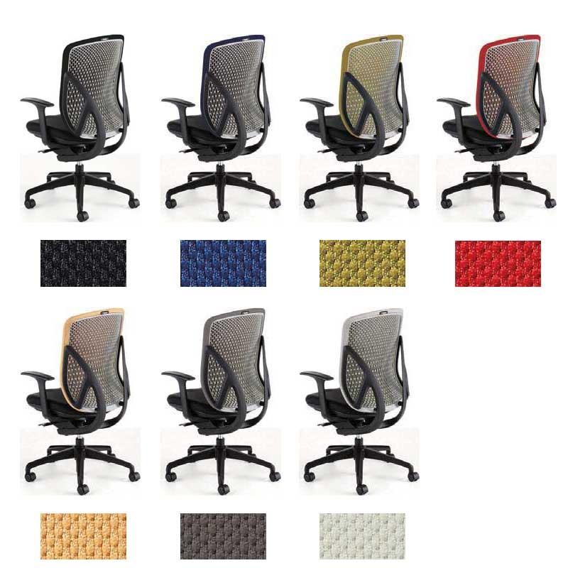 送料込+オフィスチェア Yera(イエラ) クロスカバータイプ(ローバック) / アジャスタブル肘タイプ　ランバーサポート付 デザイナー奥山清行 国産品