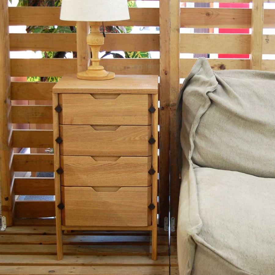 チェスト ミニ コンパクト タモ無垢材 PRISM 40 引出し4段 木製 オイル