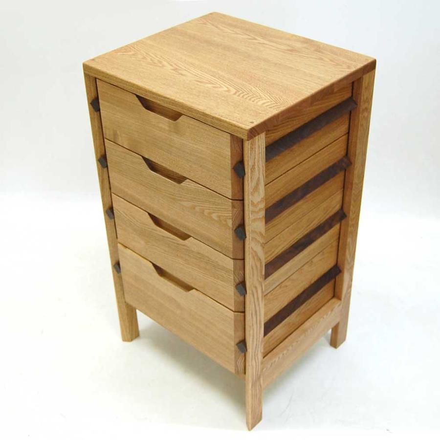 チェスト ミニ コンパクト タモ無垢材 PRISM 40 引出し4段 木製 オイル