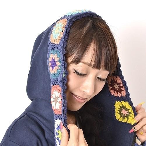 ストレッチ クロシェ デザイン パーカー フード付き コート〈コン