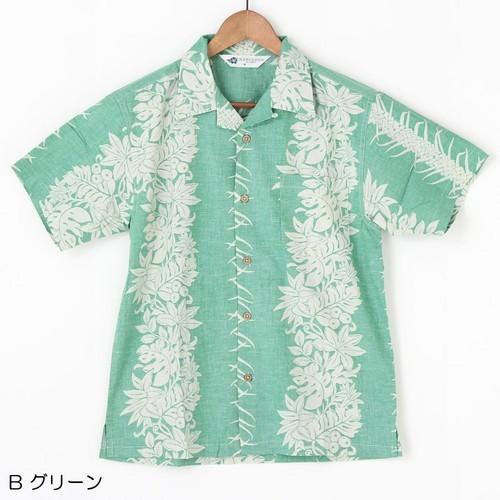 メンズ アロハシャツ コットン ヤシの葉 モンステラ〈グリーン〉L