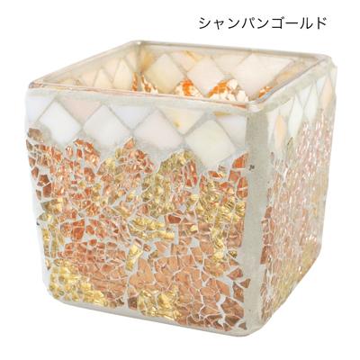 モザイク ガラス ホルダー スクエア〈マルチ シェルフラワー アクア