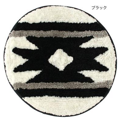 新品　オットマン　イス　チェア　スツール　オルテガ柄　チマヨ　インテリア　雑貨 チェアパッド もふもふ ネイティブ〈 ブラック〉 オルテガ柄 チマヨ