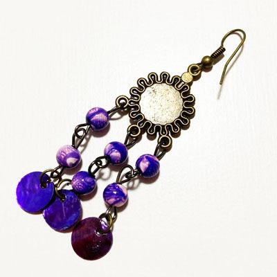 エスニック シェル ビーズ フック ピアス 〈 イエロー ターコイズ 