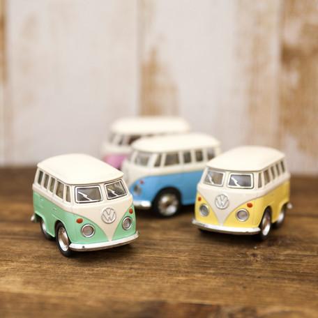 ワーゲン バス ミニカー プルバック カー パステル カラー S イエロー