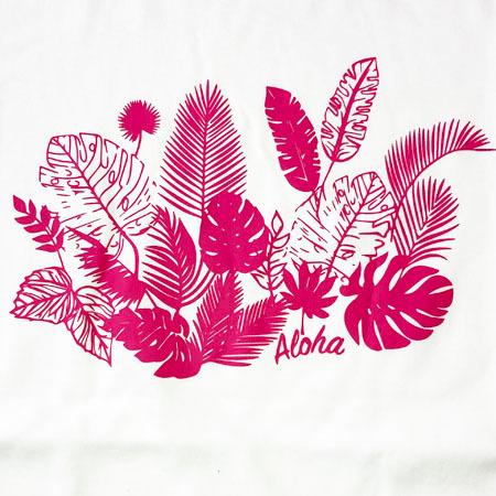 フラ 半袖 Ｔシャツ リーフ 柄 プリント 〈 ブラック ホワイト チェリーピンク 〉 送料無料 ハワイアン フラダンス 衣装 トップス 綿 モンステラ シダ 葉っぱ |  | 05