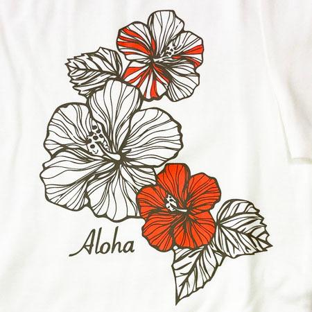 フラ 半袖 Tシャツ ハイビスカス 柄 プリント 〈 ブラック