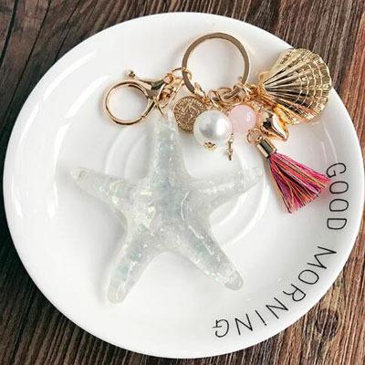 コブ ヒトデのキーホルダー タッセル付き ハワイアン 雑貨 スター