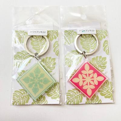 ハワイアン キルト キーリング 〈 モンステラ ミント グリーン ウル