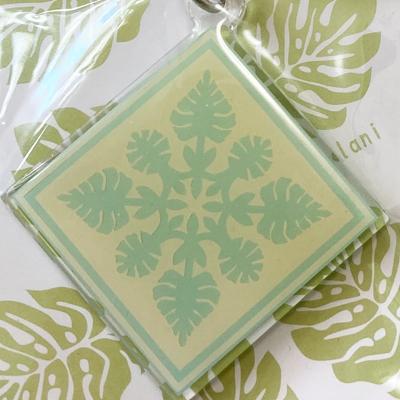 ハワイアン キルト キーリング 〈 モンステラ ミント グリーン ウル