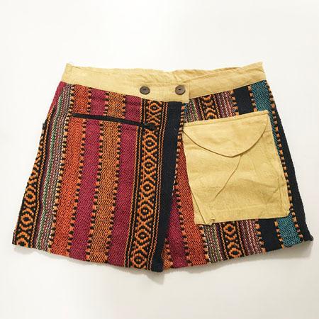 ゲリコットン エスニック 巻きスカートミニスカート マスタード系 S 送料無料 ヒップカバー ラップスカート ネパール コットン 幾何学模様 Miniskirt 004 3 アトリエ阿友美 通販 Yahoo ショッピング