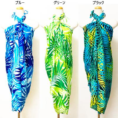 NOANOA パレオ　レーヨン素材　ウニ柄 リゾート パレオ レーヨン ヤシ柄 ブルー グリーン ブラック