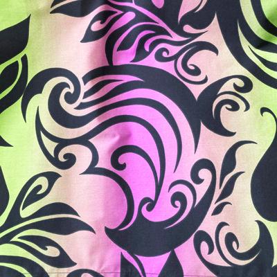 パウスカート ウエスト無地 タパ柄 フラワー 〈パープル＆ライム グラデーション〉 日本製 4本ゴム 送料無料 ハワイアン フラダンス 幾何学模様 グリーン 緑 紫｜atelier-ayumi｜04