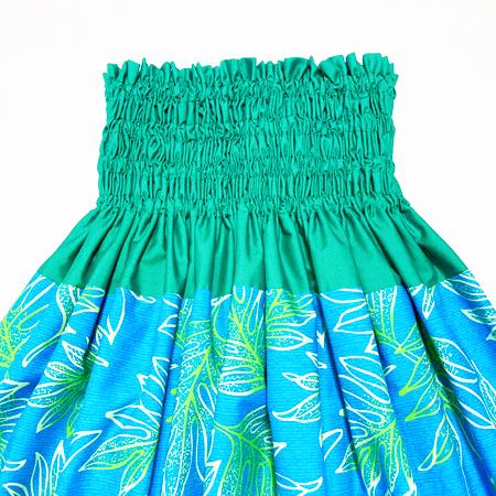 パウ スカート 67cm 72cm 77cm ウエスト無地 ラウアエファーン グラデーション〈 ペールブルー グリーン〉 4本ゴム 送料無料 ハワイアン フラダンス衣装 日本製 |  | 01