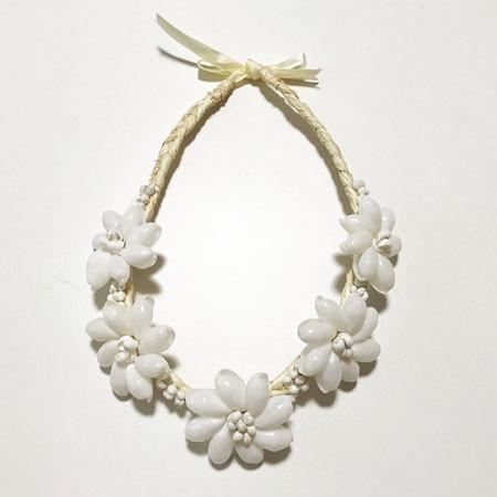 モンゴシェル ラフィア チョーカー ティアレ ホワイト ハワイアン ネックレス ハワイアンレイ クリックポスト対応可能 アクセサリー 国内正規品