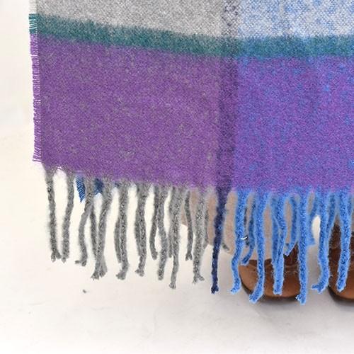 モヘアのような アクリル ストール チェック柄〈クロ/キイロ/ロイヤルブルー〉エスニック 大判 ストール アクリル 100％  送料無料 起毛 ショール マフラー |  | 04