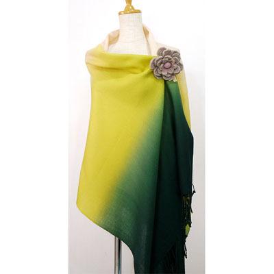 グラデーション 染め ストール 〈 ネイビー グリーン〉送料無料 大判