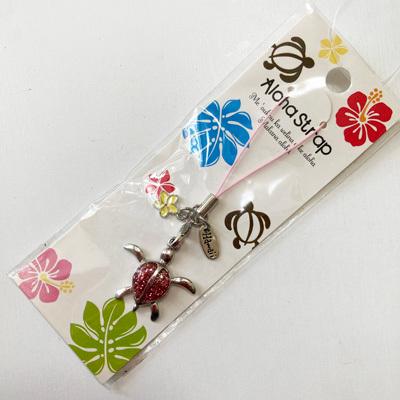 グリッター ホヌ と プルメリア の アロハ ストラップ ピンク 海亀 うみがめ ウミガメ ハワイアン 雑貨 送料無料 メール便 携帯 スマホストラップ チャーム Strap 028 アトリエ阿友美 通販 Yahoo ショッピング