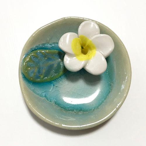 小物入れやお香たてに！プルメリア トレイ ラウンド 小皿 ミニ
