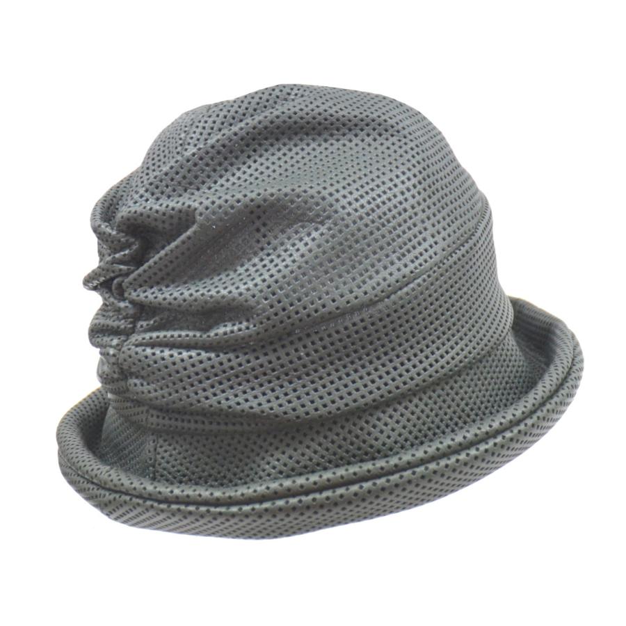 レディースハット エゾシカ革のシャーリングハット メッシュタイプ 帽子