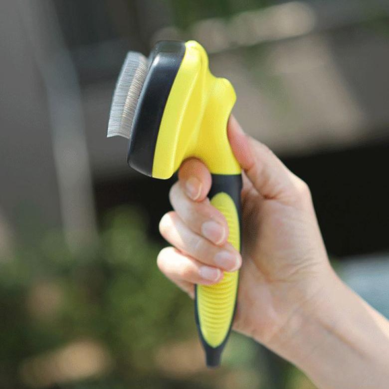 毛取り】ペット用 スリッカーブラシ 毛取り ワンプッシュ 抜け毛 除去