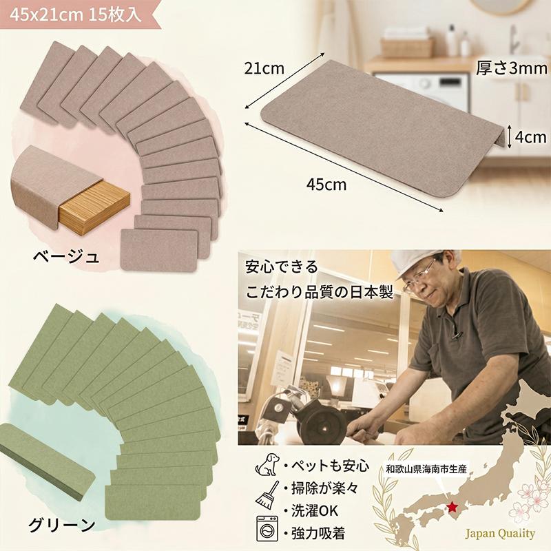 green（グリーン） 【こだわりの日本製 】階段マット 滑らない 15枚入