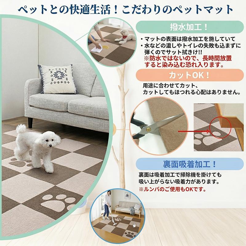 【こだわりの日本製】 ペットマット 滑らない 30枚 30×30cm 厚み4mm ペット用 滑り防止 ペットの足腰保護 撥水 消臭 タイルマット 洗濯OK 床暖房対応_4