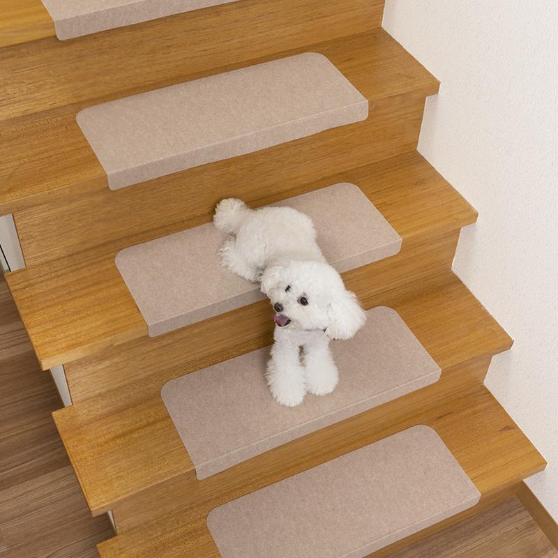 階段マット15枚セット　吸着　ずれない　洗濯　繰り返し使用　柴犬 こだらりの日本製】階段マット 滑らない 45x21cm 15枚 折り曲げ付 吸着