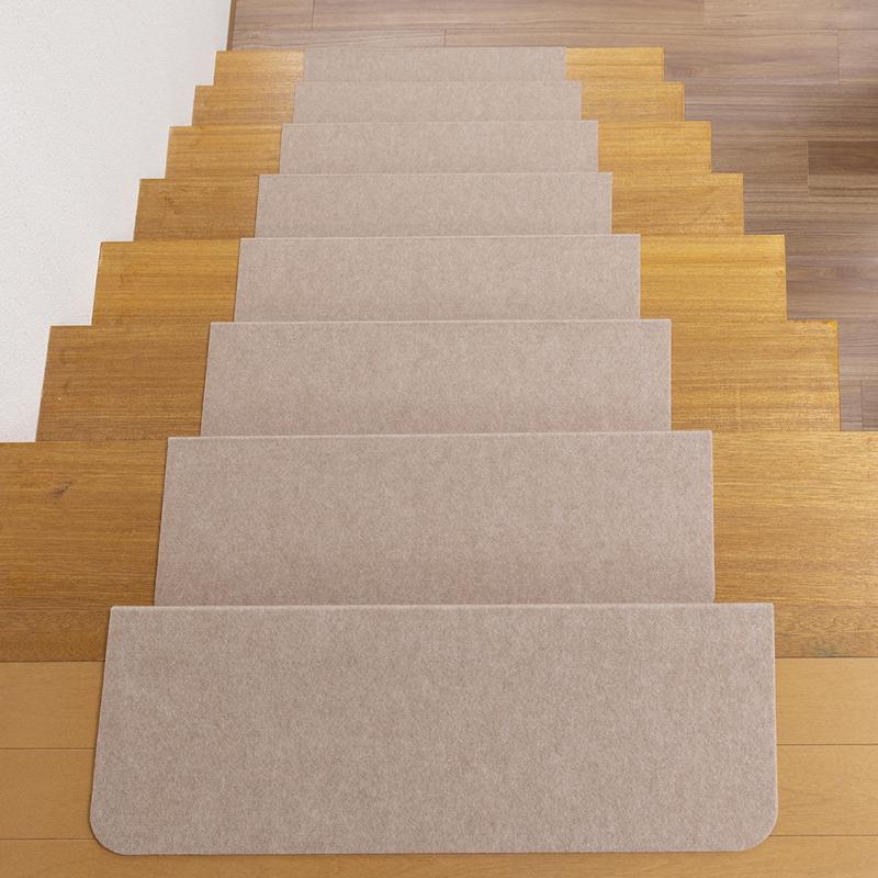 こだらりの日本製】階段マット 滑らない 45x21cm 15枚 折り曲げ付 吸着